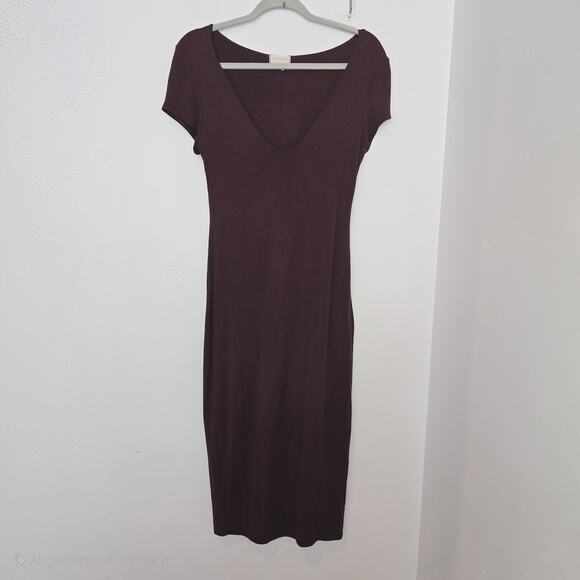Vintage Y2K 00s See You Monday Large Brown Stretch Bodycon Dress - Picture 2 of 9
